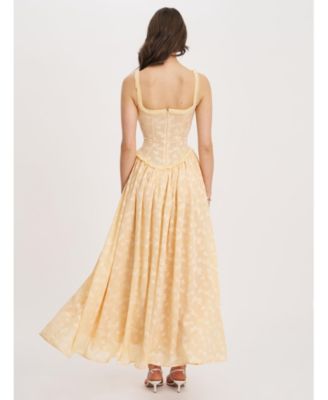 Ulissa Jacquard Drop Waist High Slit Maxi Dress