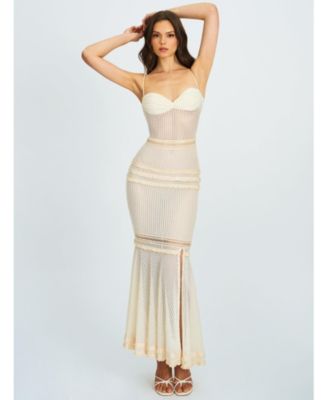 Pallas Lace Trim Crochet Mermaid Maxi Dress