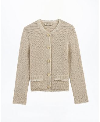  Textured Boucle Button Cardigan