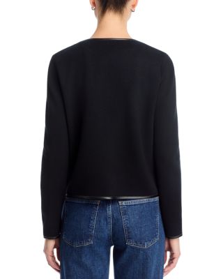 Faux Leather Trim Cardigan 