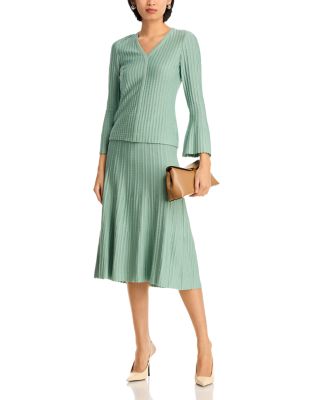 Scalloped Rib Knit A Line Skirt