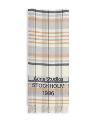 Wool Blend Check Logo Scarf