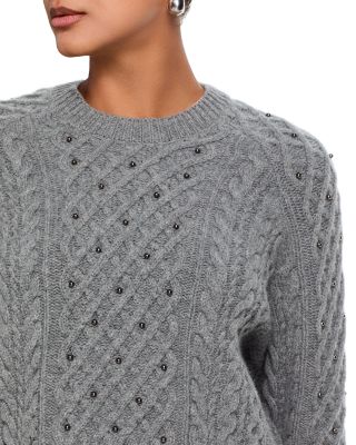 Liz Beaded Wool Crewneck Sweater