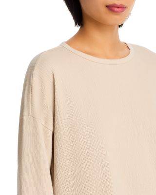 Crinkled Jersey Crewneck Bracelet Sleeve Top