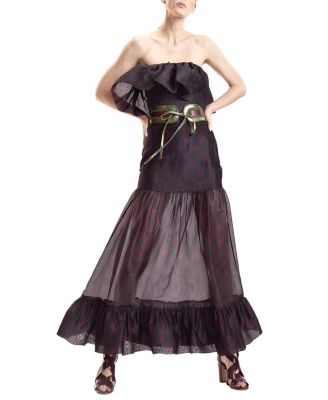  Organza Mesh Flounce Tube Top