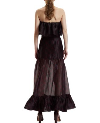  Organza Mesh Flounce Tube Top