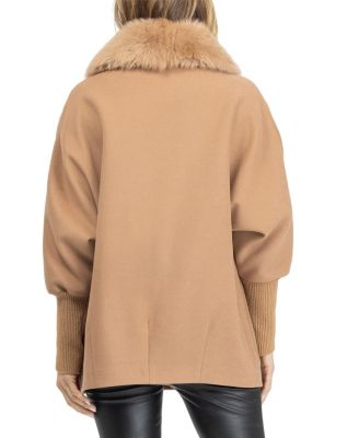  Fabric Jacket with Detachable Shearling Lamb Collar