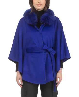  Select Wool Belted Cape with Select Lamb Collar