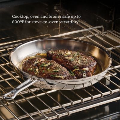ProBond Luxe 11" Polished Professional Clad Stainless Steel Skillet with Lid