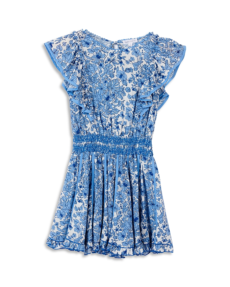Poupette St. Barth Girls' Blue Aqua Flora Dress - Little Kid, Big Kid