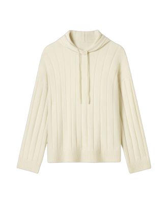  Ribbed Hooded Knit Top