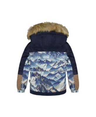 Boys' Two-Piece Play Snowsuit with Printed Colorblocked Jacket - Little Kid, Big Kid