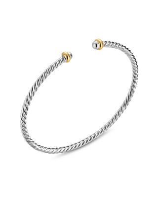 Micro Cable Flex&reg; Bracelet in Sterling Silver with 14K Yellow Gold, 2.6mm 