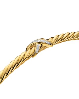 Micro Cablespira&reg; Flex Petite X Bracelet in 18K Yellow Gold with Diamonds, 2.6mm