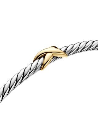 Micro Cable Flex&reg; Petite X Bracelet in Sterling Silver with 14K Yellow Gold, 2.6mm