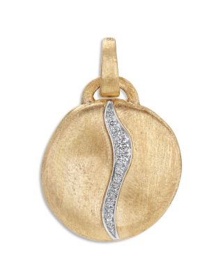 18K White & Yellow Gold Jaipur Gold Diamond Textured Finish Disc Pendant