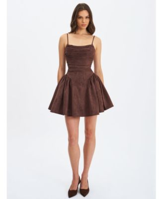 Raisa Suede Ruched Mini Dress