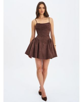 Raisa Suede Ruched Mini Dress