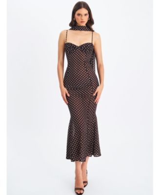 Yadira Polka Dot Sheer Chiffon Maxi Dress