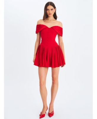  Narelle Off-Shoulder Sweetheart Drop Waist Mini Dress