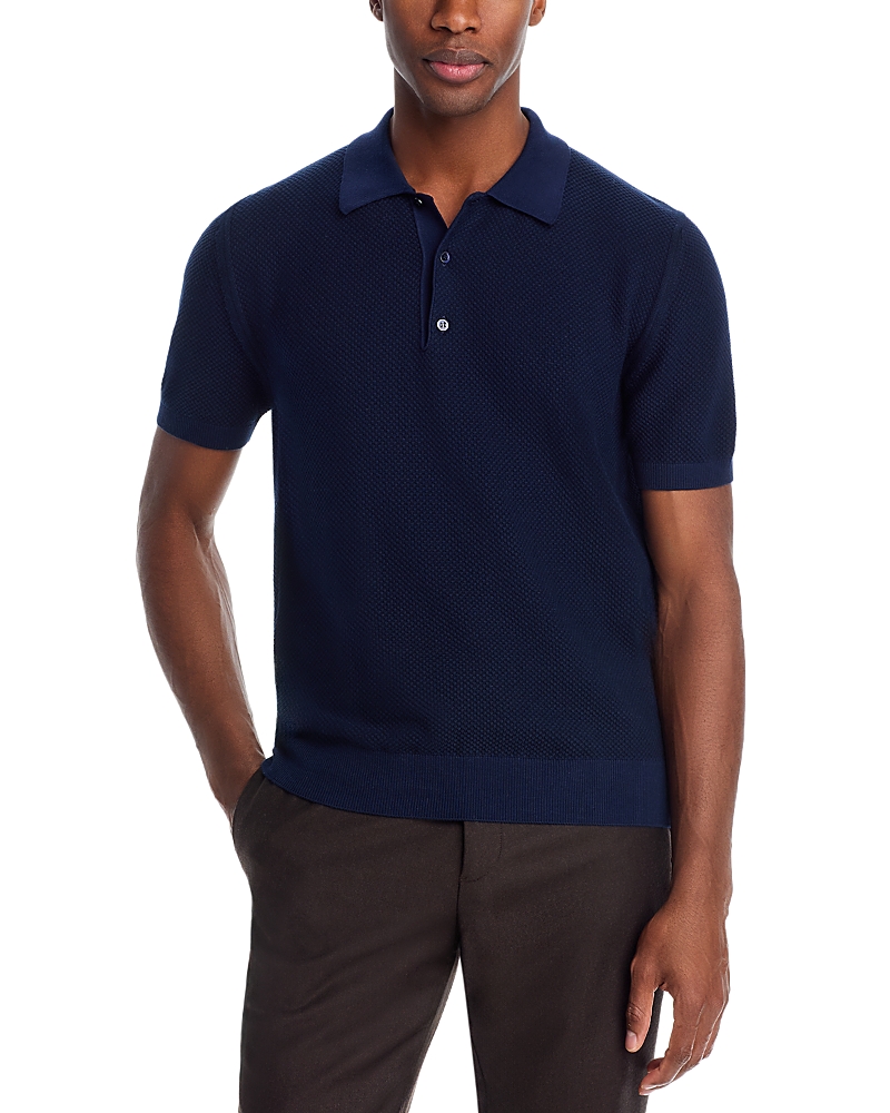Canali Cotton Textured Knit Polo Shirt