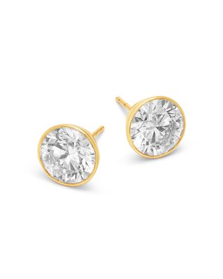 Luxe Collection Certified Lab Grown Diamond Bezel Stud Earrings in 14K Gold, 4.0 tcw