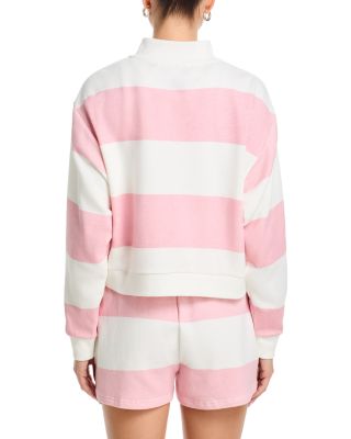 Striped French Terry Half Zip Sweatshirt