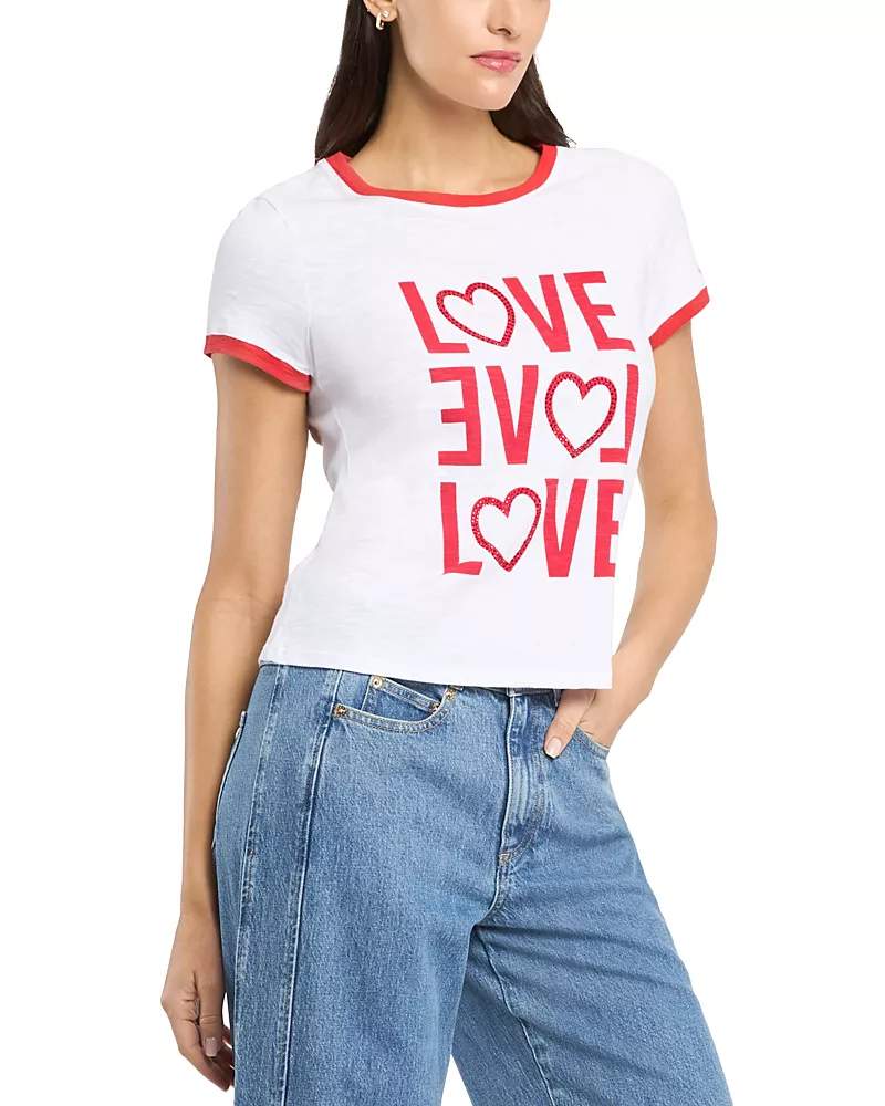 Cinq a Sept Rhinestone Shrunken Tee