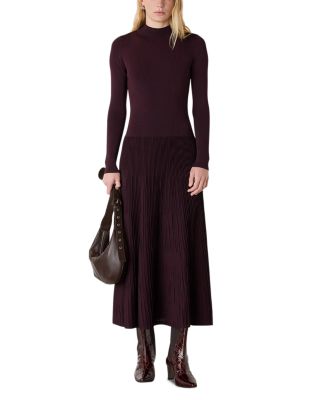 Petites Pleated Knit Dress