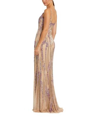 Thin Strap Sequin Mesh Gown