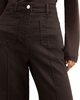 Sakura High Rise Flare Patch Pocket Jeans in Chocolate