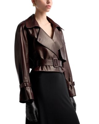 Hatti Crocodile Embossed Leather Jacket
