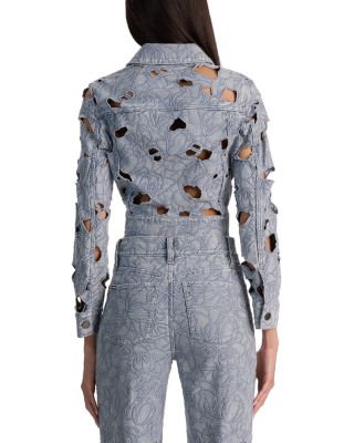 Chic High Rise Embroidered Eyelet Jeans in Rockstblue