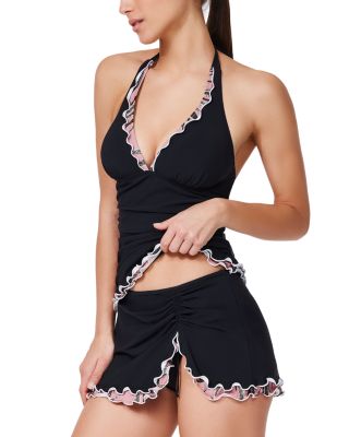 Palmita Halter Tankini & Palmita Tricolore Side Slit Skirted Bottom