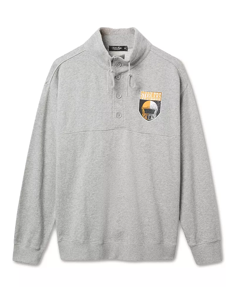 Junk Food Clothing Unisex Nfl Pittsburgh Steelers Slant 1/4 Button Up Fleece