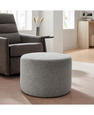  Callum Large 23" Round Woven Heathered Fabric Upholstered Ottoman