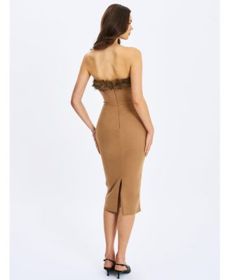  Rayanne Strapless Fur-Trimmed Sweetheart Maxi Dress