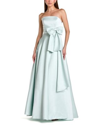  Strapless Satin Ballgown with Bow Detail