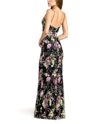  Floral Embellished Sleeveless Bustier Gown