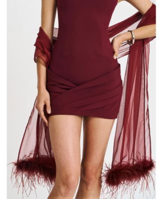  Tori  Pleated Mini Dress with Chiffon Scarf