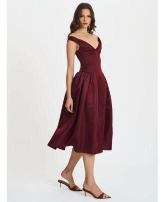  Omella Ruched Bust Sweetheart Flared Maxi Dress