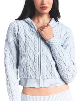 Snow Bunny Cable Knit Shrunken Hoodie