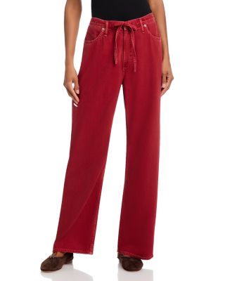 Featherweight Phoebe Drawstring High Rise Wide Leg Jeans in Sienna Stone