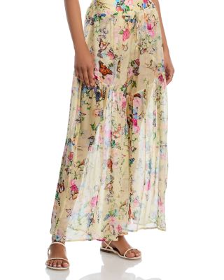 Garden Butterflies Sharon Sheer Wide Leg Swim Cover-Up Pants