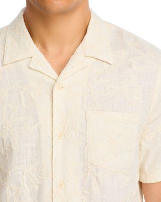Embroidered Floral Short Sleeve Cabana Shirt