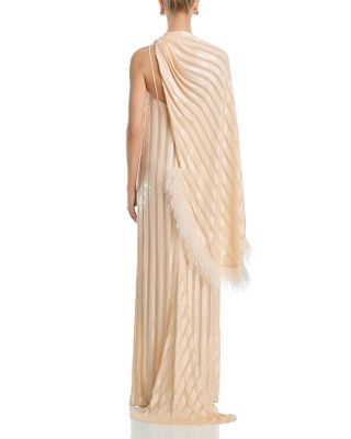 One Shoulder Cape Gown