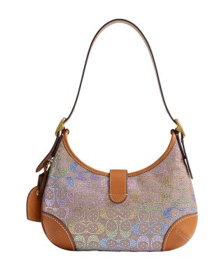 Hamptons Small Crystal Signature Jacquard Hobo Bag