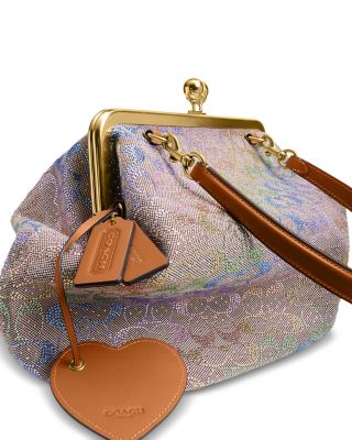 Kisslock Frame Medium Crystal Signature Jacquard Hobo Bag