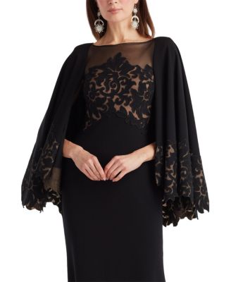  Delgado Laser-Cut Capelet Gown
