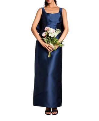 Twill Sleeveless Column Bow Back Dress